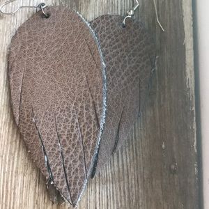 Genuine Leather Feather Earings